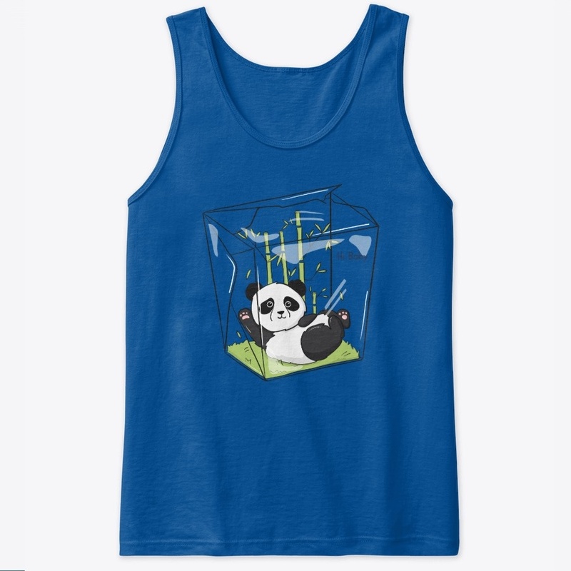 Cute panda in a ramen box with bambuu