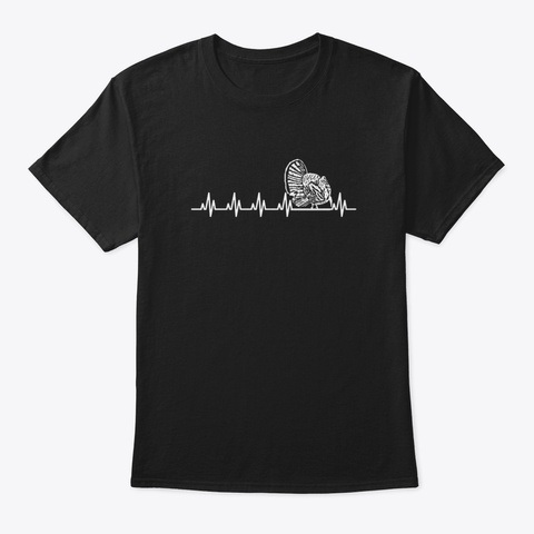Turkey Hunter Heartbeat Black T-Shirt Front