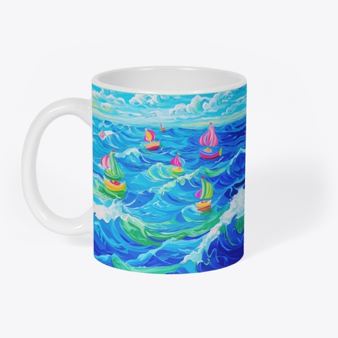 Ocean Waves Mug Mint T-Shirt Front
