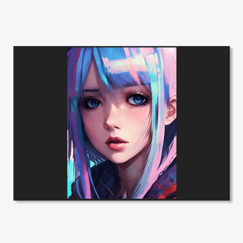 glitched attractive anime emo girl