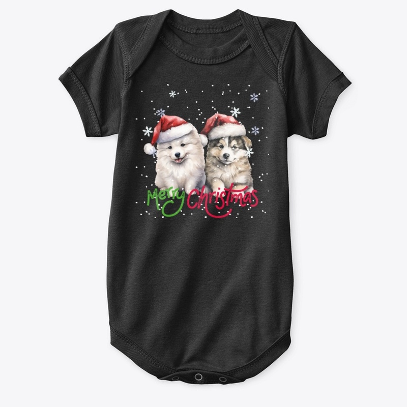 Christmas cute puppies in happy