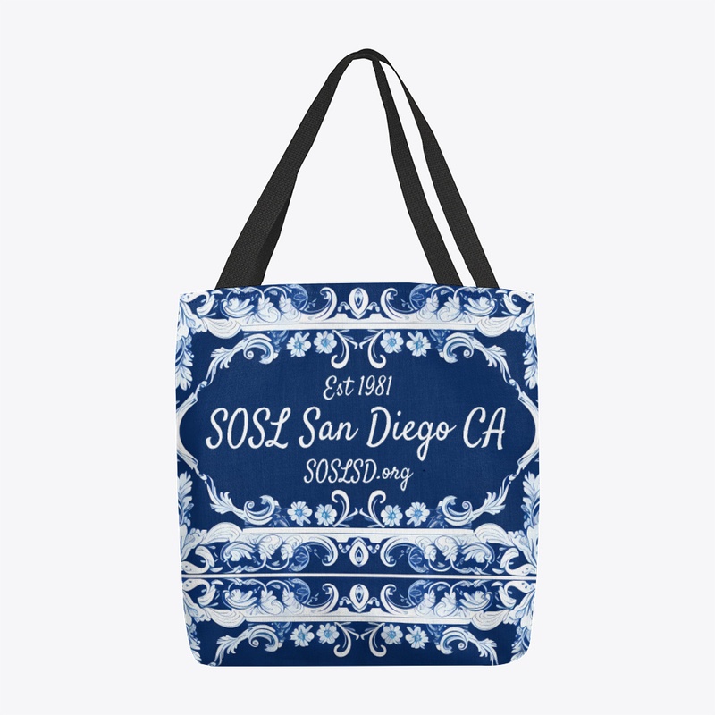 SOSL pottery blue wrap printed tote bag