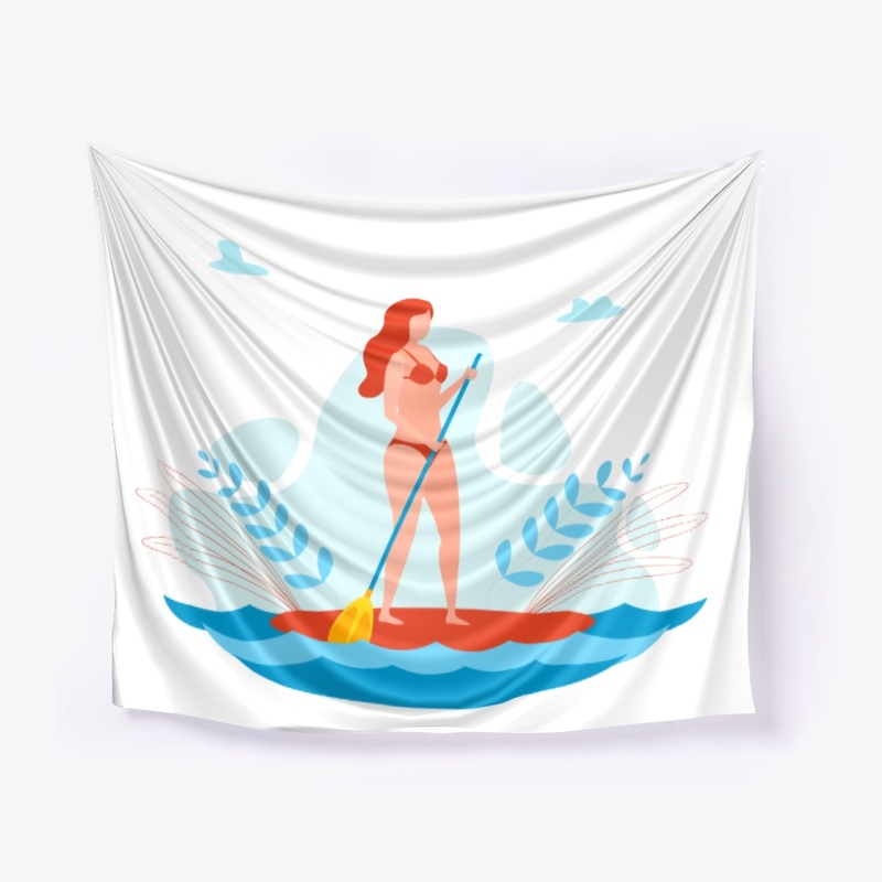 SUP paddle board woman illustration
