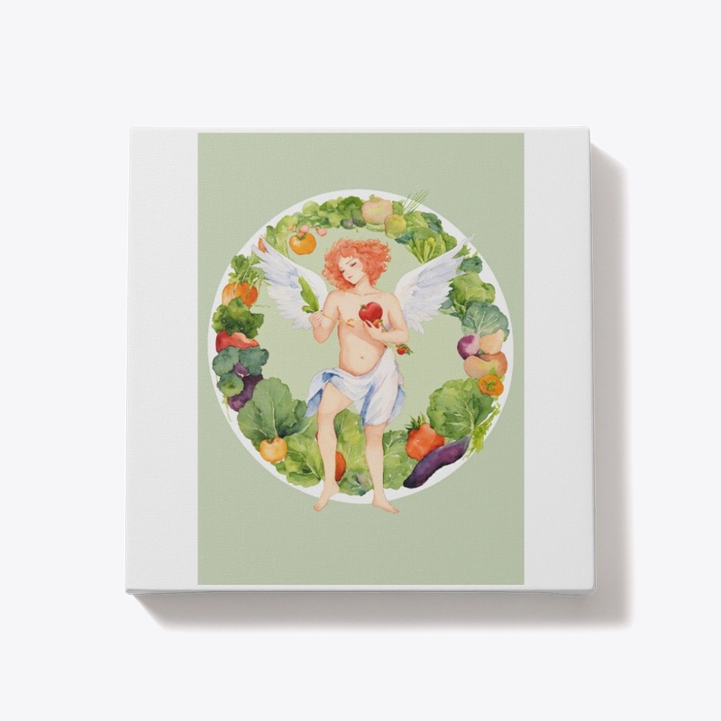 Minimalist vector art of vegetarian cupi