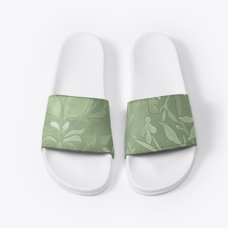 Sage Green Arts & Crafts Floral Pattern