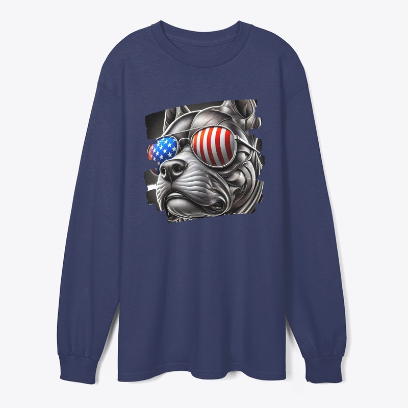 Dog Art with American Flag Sunglasses
