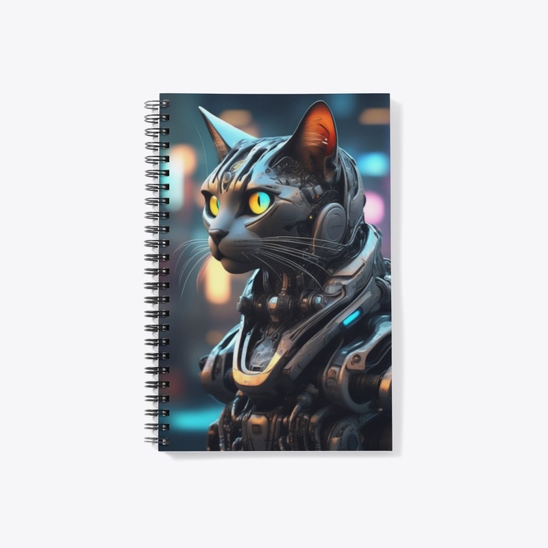 Cybernetic Cat in Neon Glow