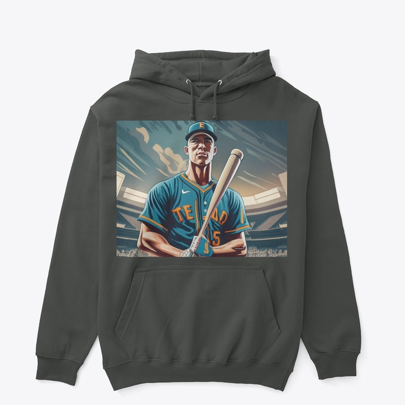 A baseball player stands at the plate,