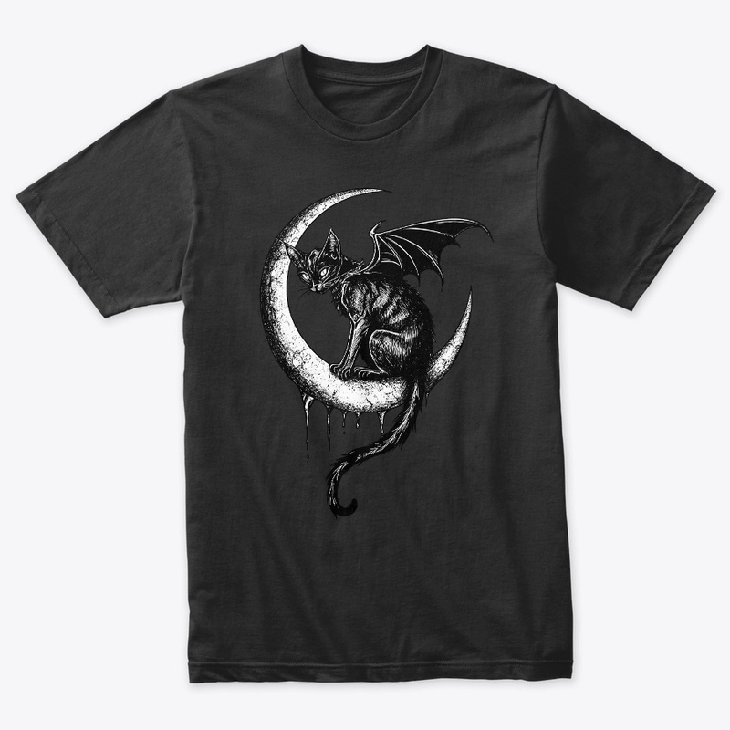  Gothic Black Cat Bat Wings Crescent