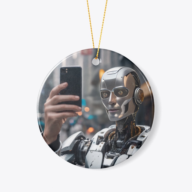 A robot with a mobile phone