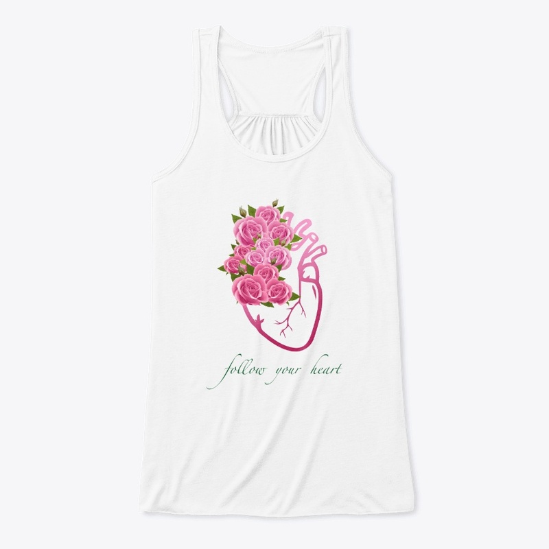 Follow Your Heart Art with Pink Roses
