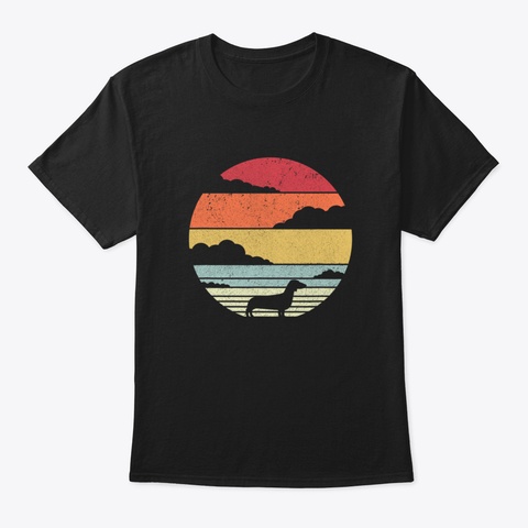 Dachshund Retro Vintage Sunset Yj1pz Black T-Shirt Front