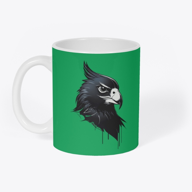A minimalist logo stylized black falcon