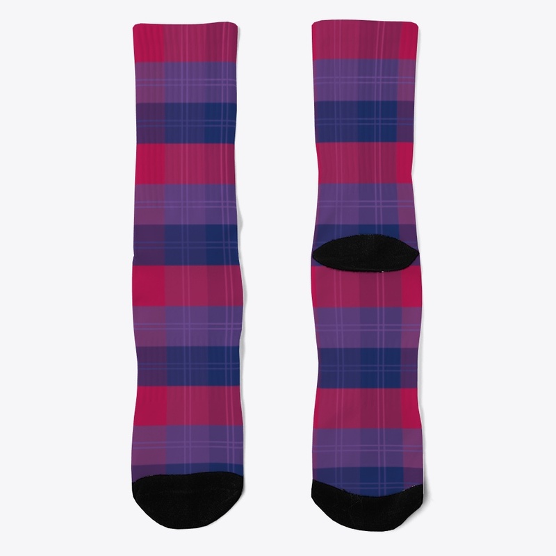 Bi Plaid Crew Socks