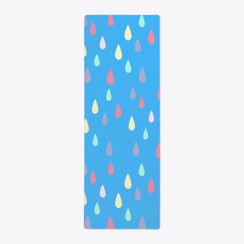Coloured Teardrops on Blue Background