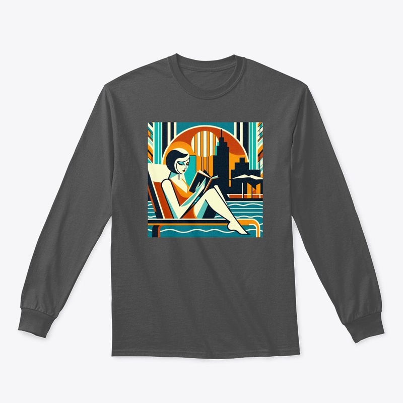 Woman Reading Poolside Art Deco Design