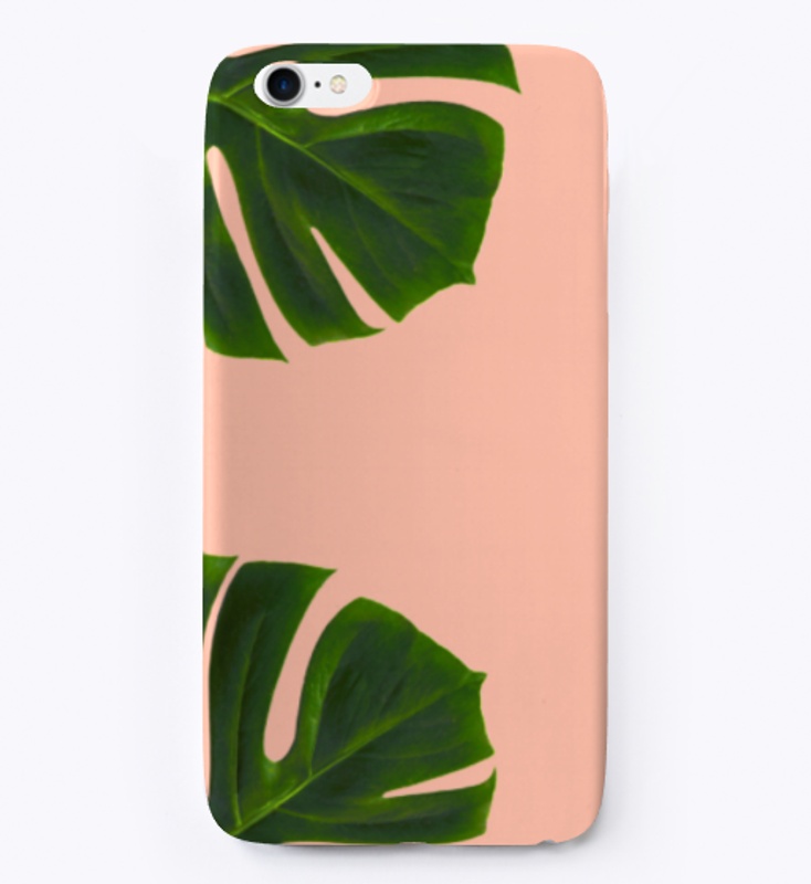 Palm leaves phone case, pink pastel 