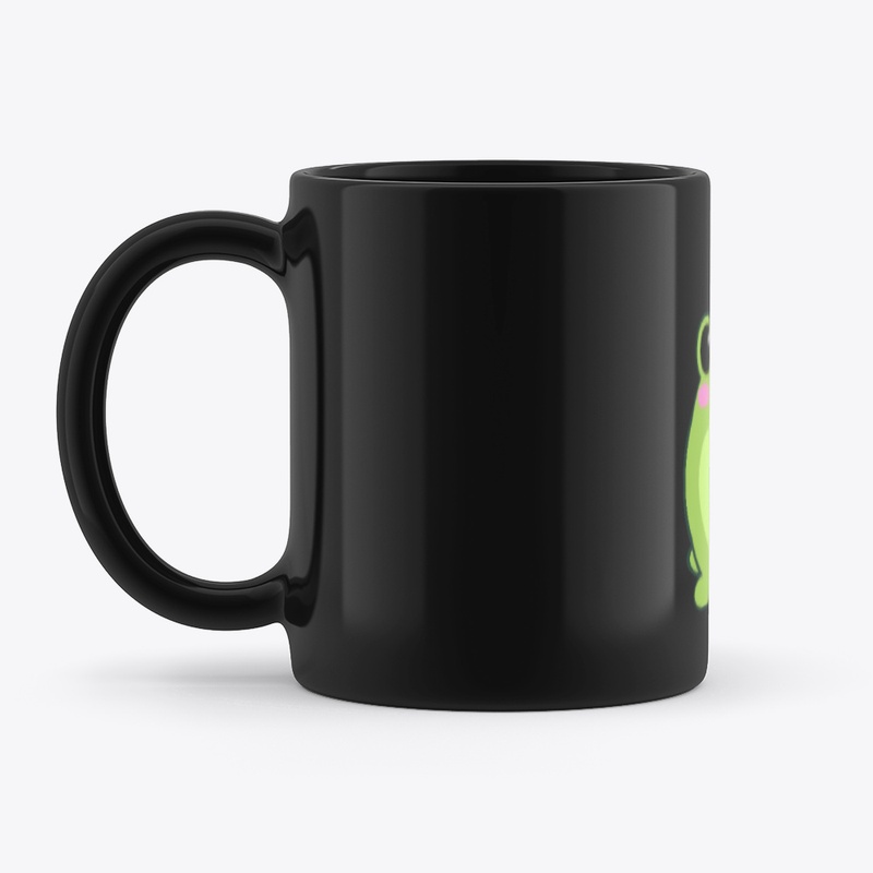 Green Gamer Frog with Heart, Kawaii Frog