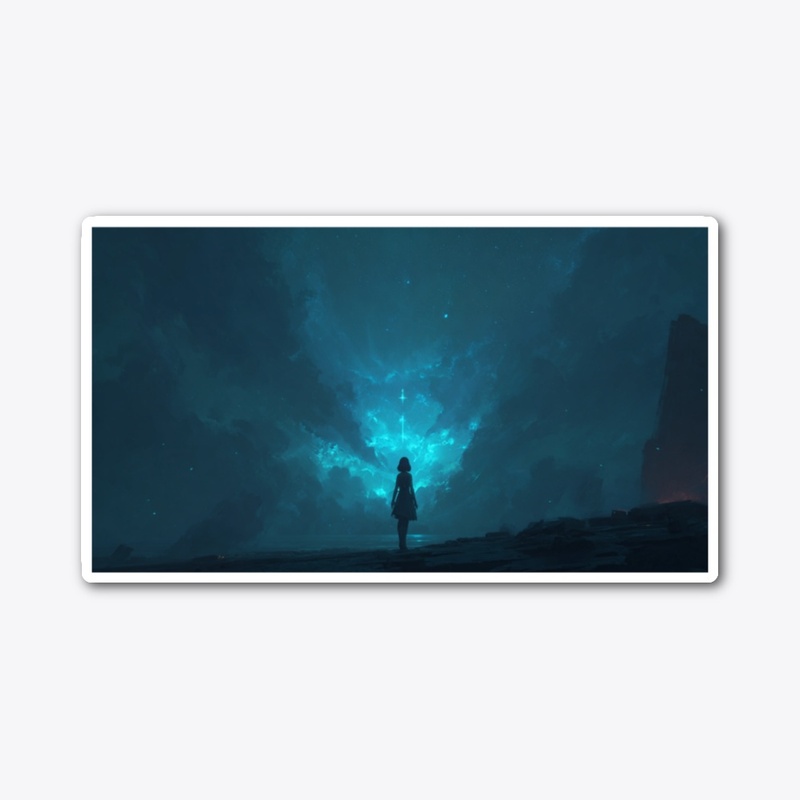 The girl staring at the blue star