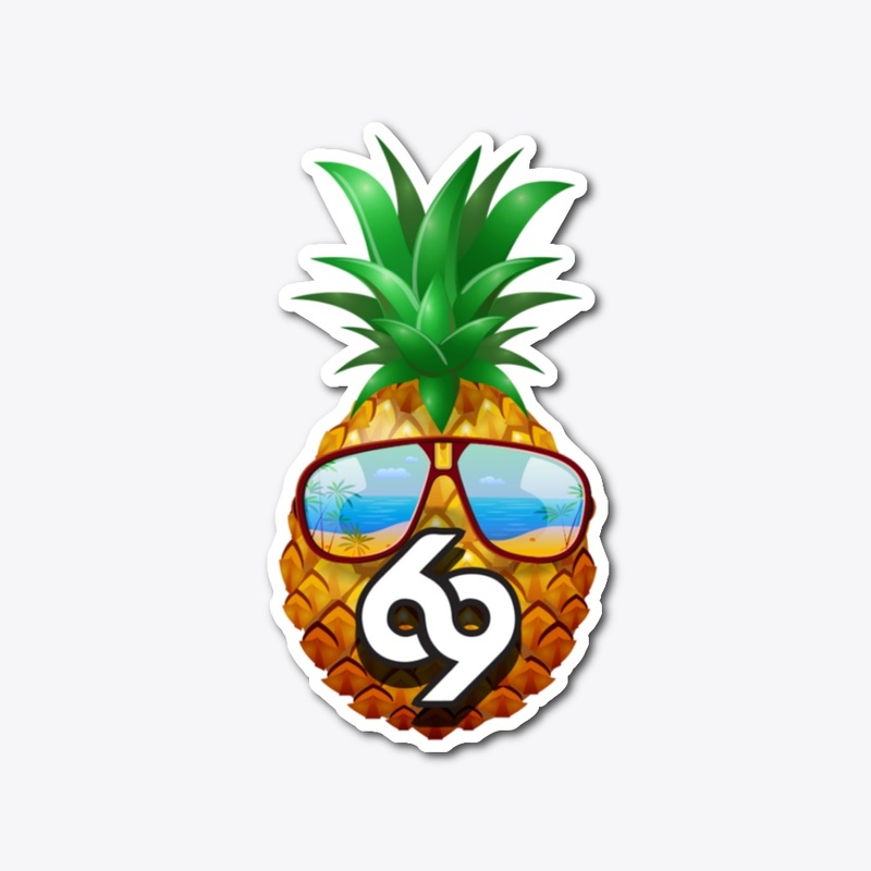 Pineapple 69 at the Beach Sticker