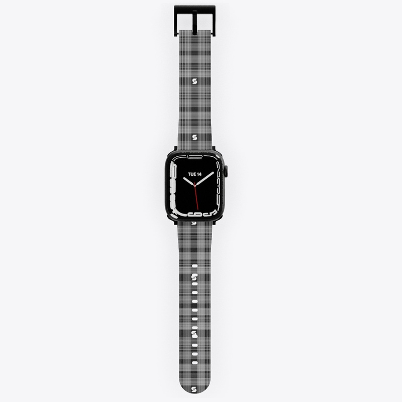 Black & White Watch Band – Plaid Design