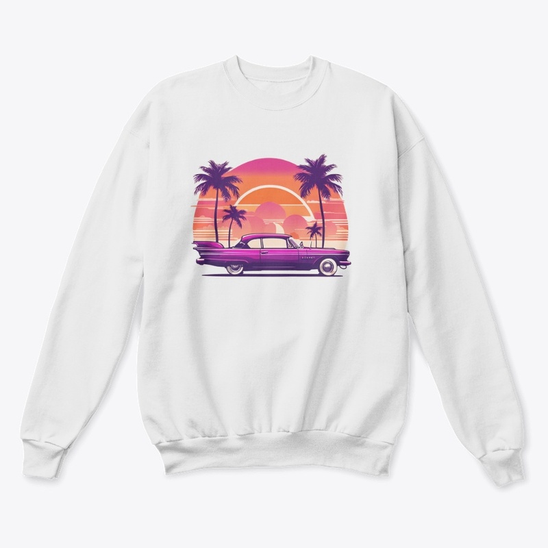 Vintage Classic Car with Palm Trees