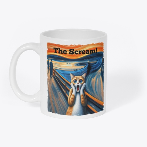 The Scream! Cat Mug White Camiseta Front