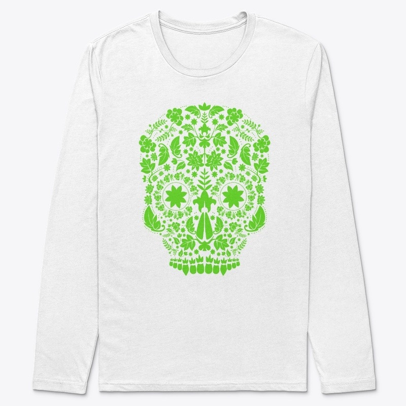 Neon Green Floral Sugar Skull
