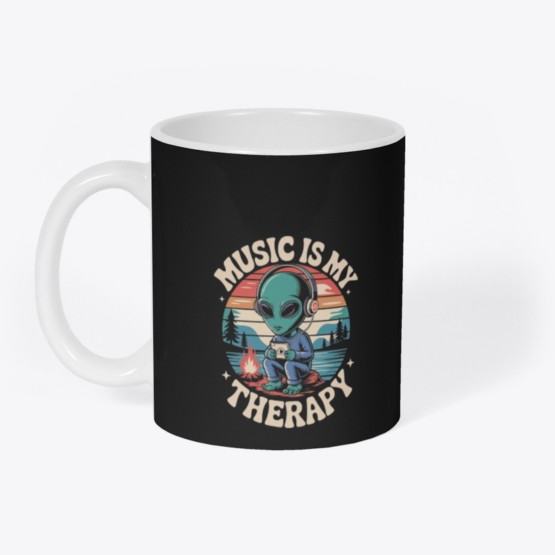 Music Is My Therapy Alien Campfire Tee
