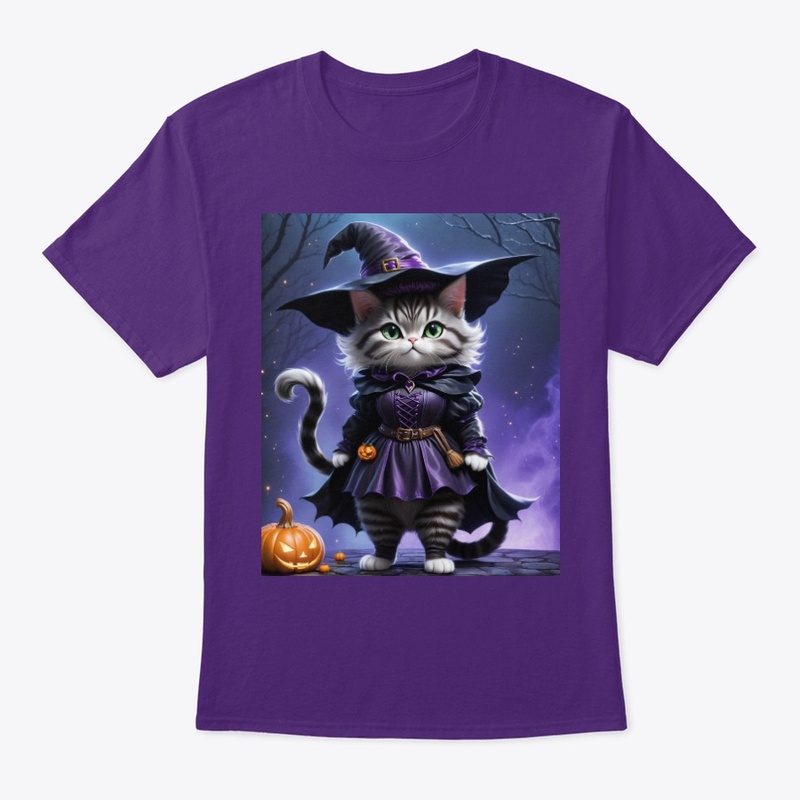 Adorable Witch Cat with Pumpkin