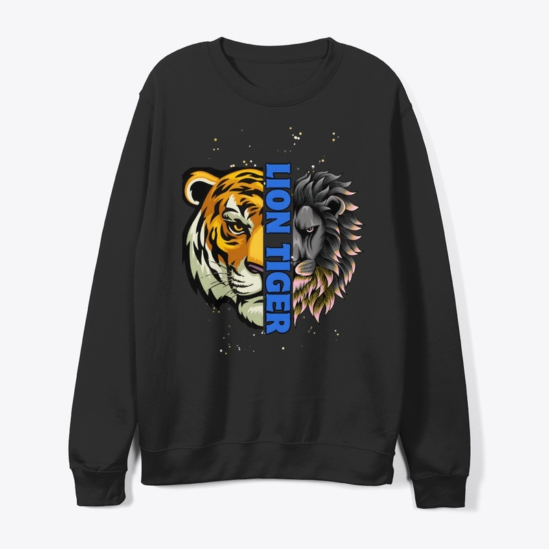 Lion Tiger Black Long Sleeve-Hoodie