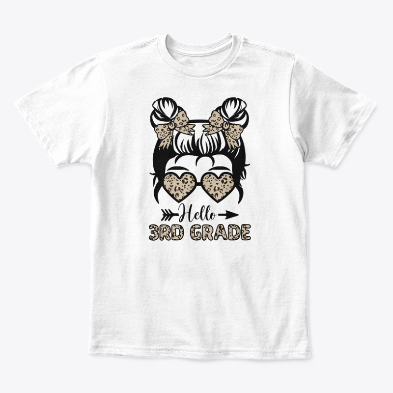 Hello 3rd Grade Messy Bun - Leopard