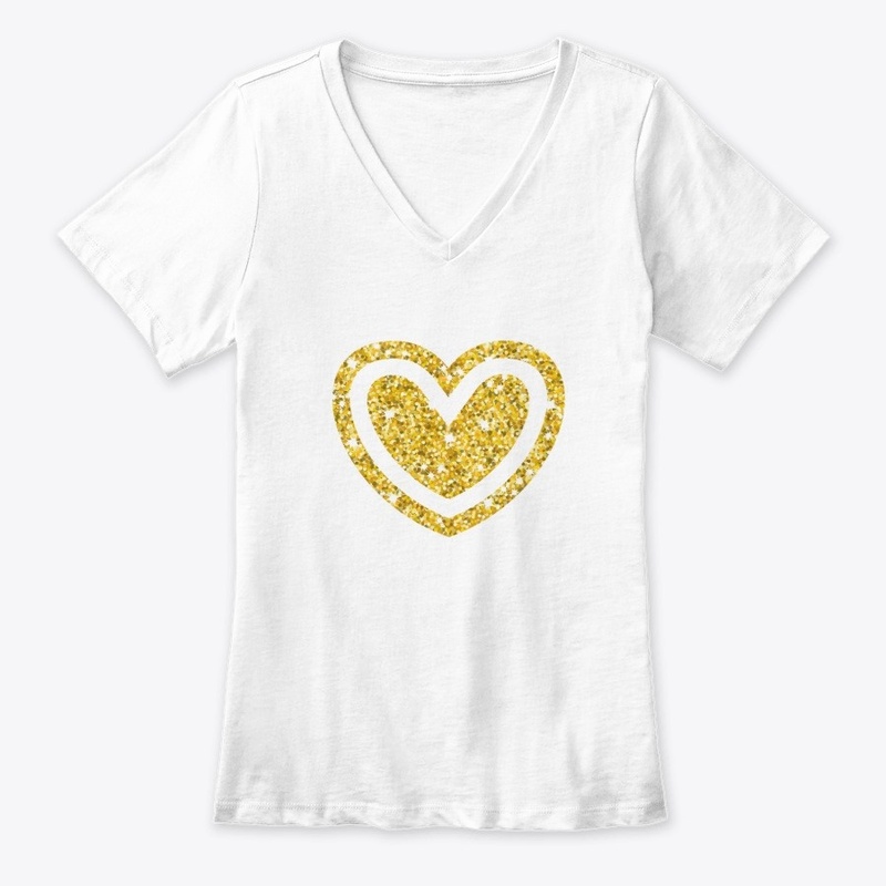 Gold Glitter Heart in Heart 