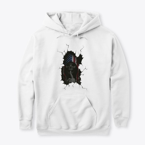 Shhh Skull Flag White T-Shirt Front