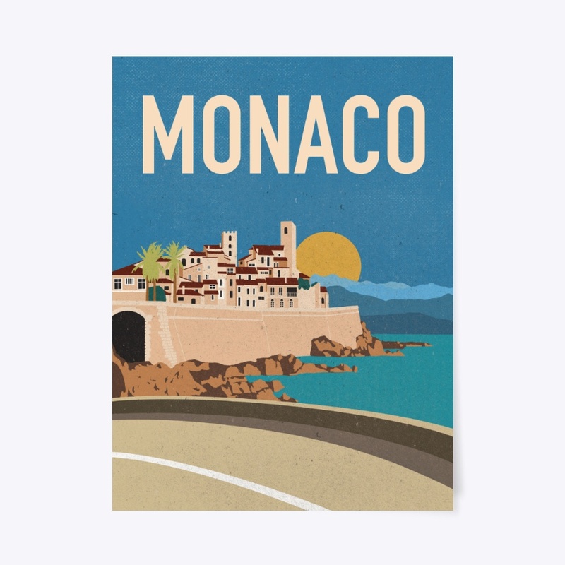 Monaco coast travel poster