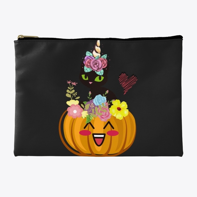 Cute Halloween Pumpkin Unicorn Black Cat