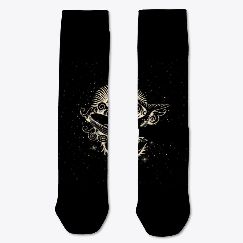 Abstract Cosmic Whale With Sun And Moon