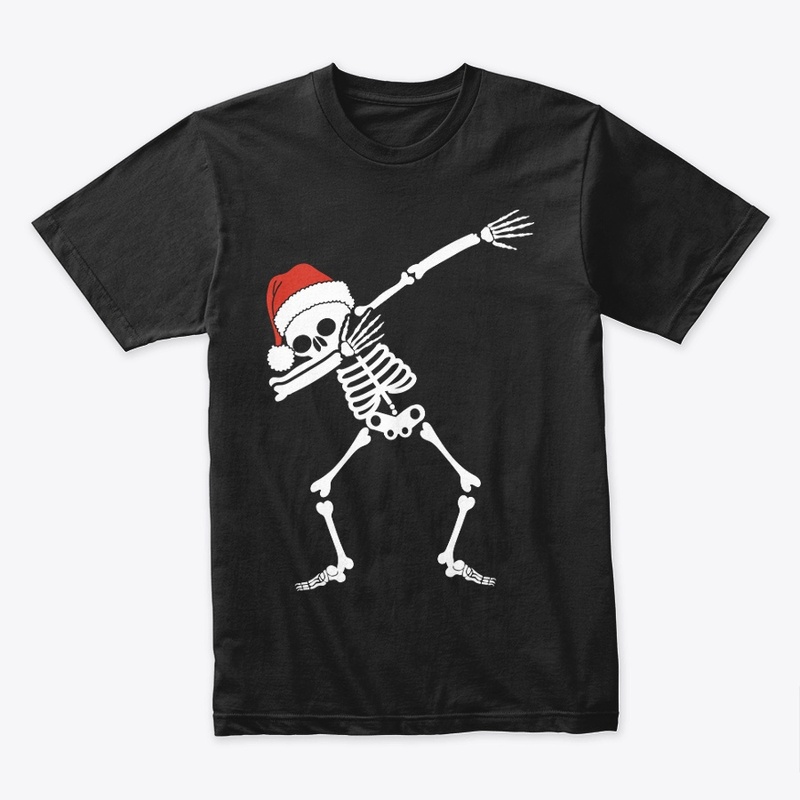 Dabbing Skeleton With Santa Hat