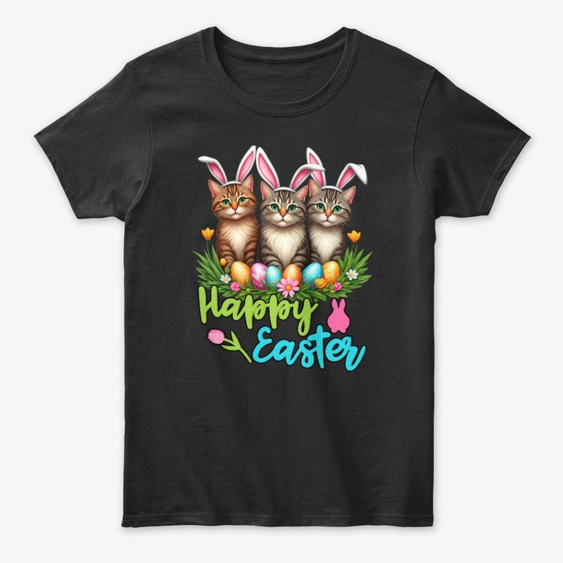 Happy Easter Cute Bunny Cats
