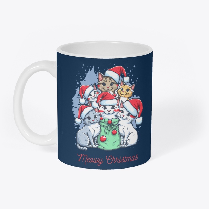 Cute Cat wishing Merry Christmas shirs