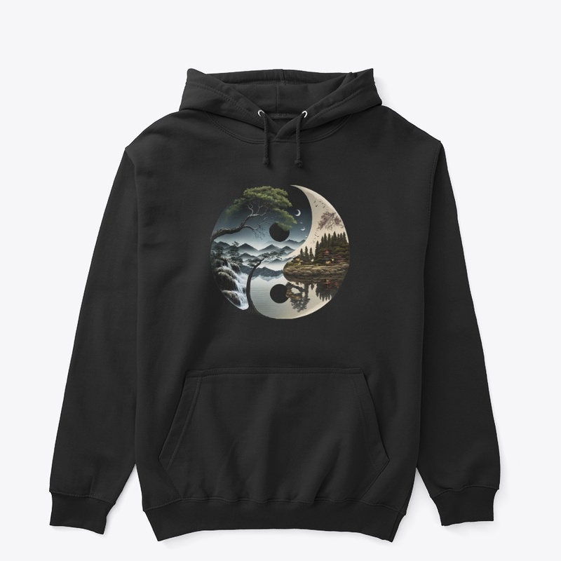 landscape forest waterfall yin yang