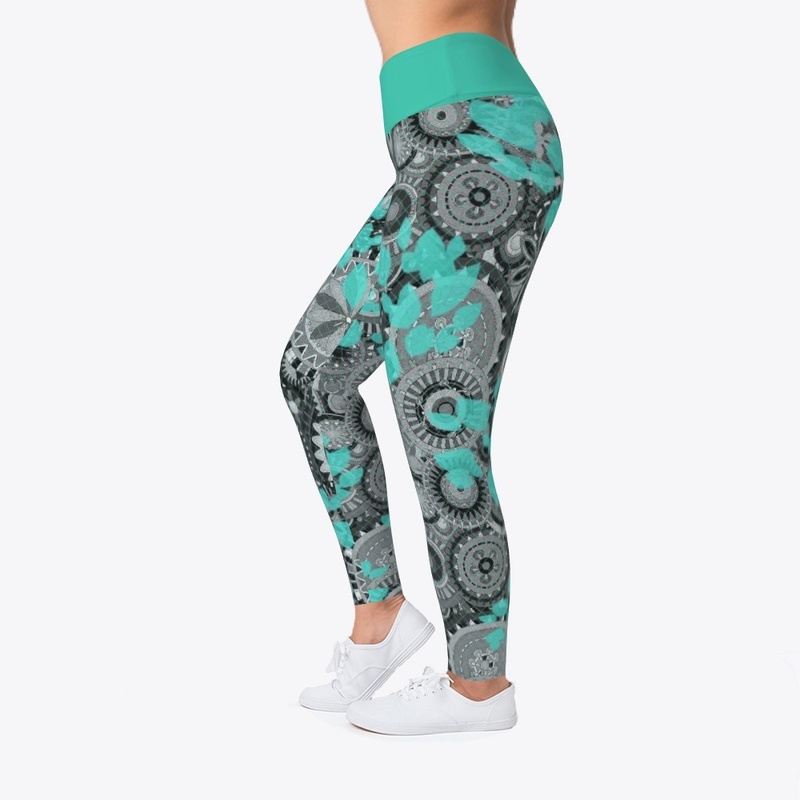 Yoga abstract grayscale and blue green 