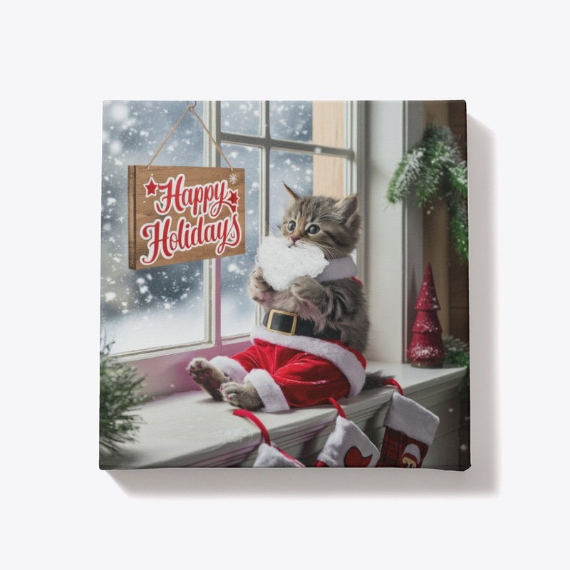 Festive Kitten Art: Happy Holidays