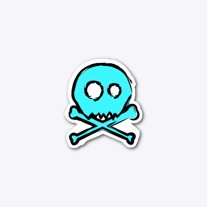 Blue Skull and Crossbones Scribble