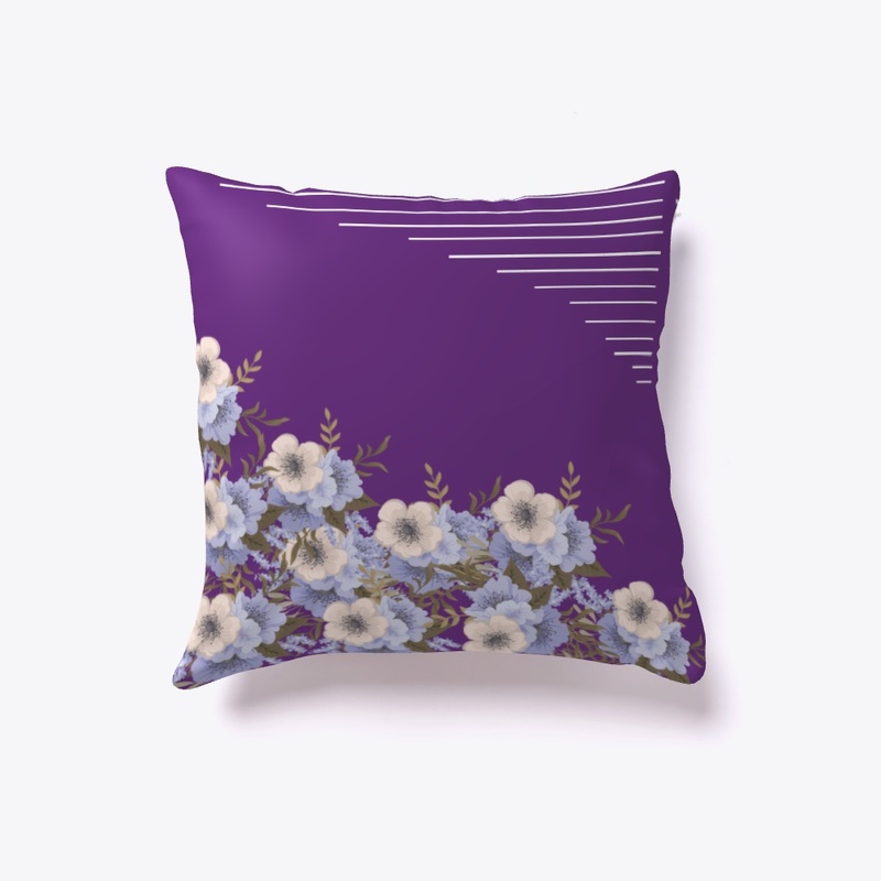 pillow with light pink and blue flowers