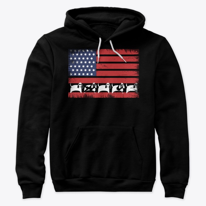 dogs vintage american flag