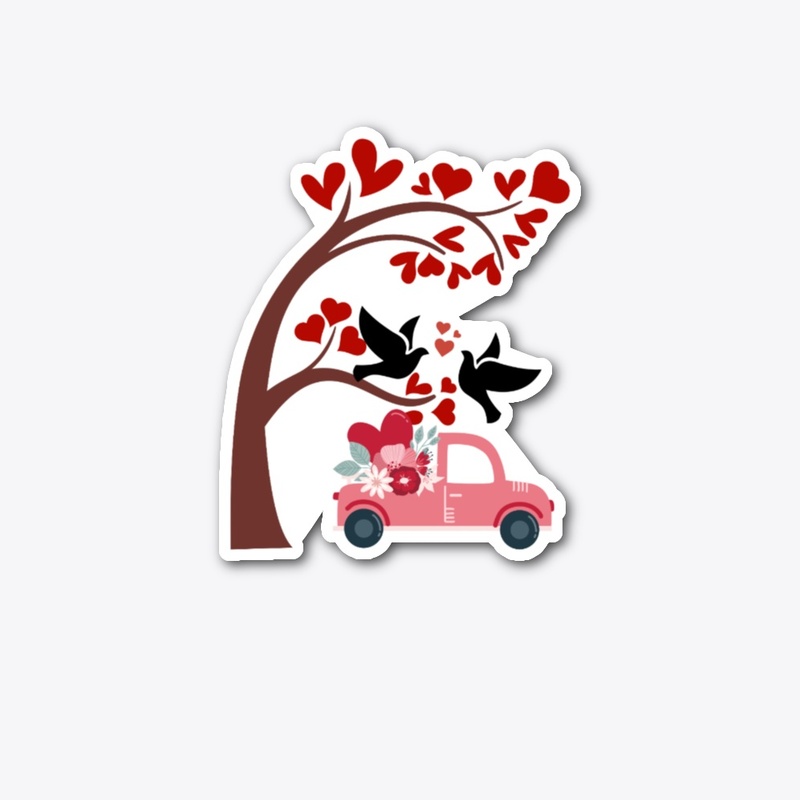 Valentine Love Birds & Pink Floral Truck