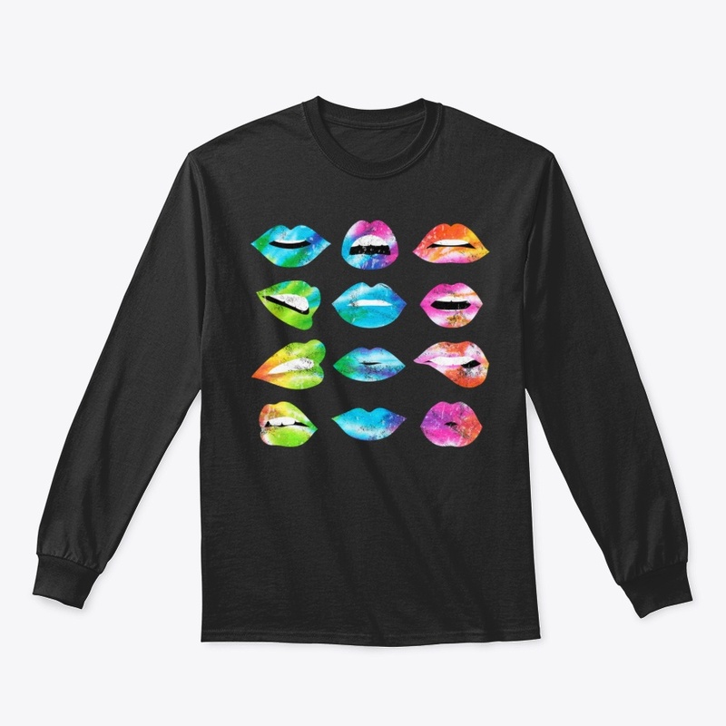 Tie Dye Lip Mood Mouths Tongue Out Kiss