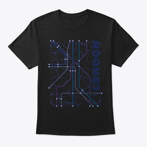 London Underground Map Subway Train Map  Black T-Shirt Front