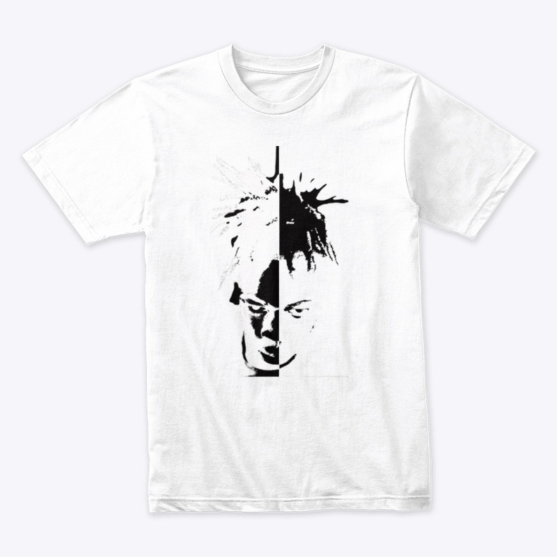 Split dye white / black tee 